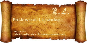 Matkovics Lizander névjegykártya